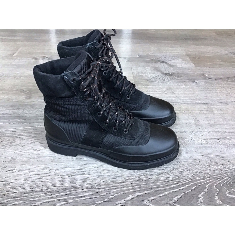 Hunter Commando Mens Black Lace Up Leather Textile Upper Ankle Combat Boots US 8